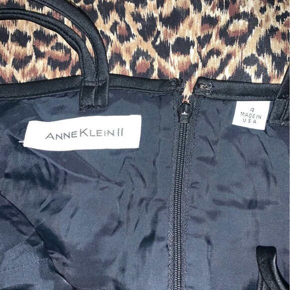 Anne Klein Dress Size 4 US Velour Leopard Print Y2K Vintage Strappy Black Tan - Picture 6 of 10